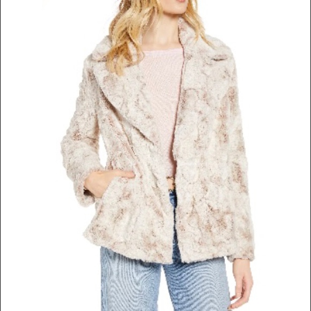 Halogen textured faux fur coat
